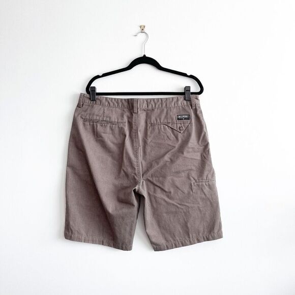 Billabong Mens Shorts Zip Up Flat Front Closure Casual Chino Brown Size 36 - Picture 2 of 7